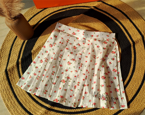 Blush Bloom Pleated Flare Skirt